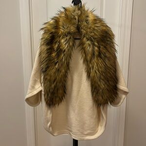 Bebe cardigan with fur neck trim
